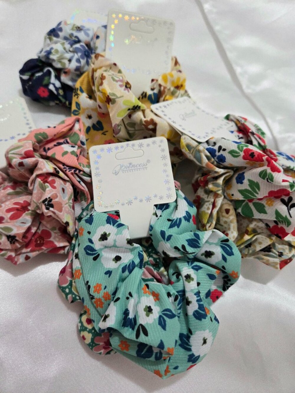 Floral Scrunchies Set of 2 | Soft Elastic Hair Ties for Women & Girls
